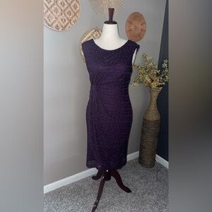 Connected Apparel Deep Purple, Festive Midi Dress, Womens size 12
